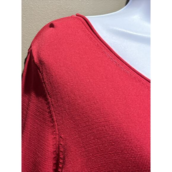 Talbots Women’s Red Crew neck LS Ribbed Knit Stretchy Dressy Top Shirt PM - Picture 4 of 9